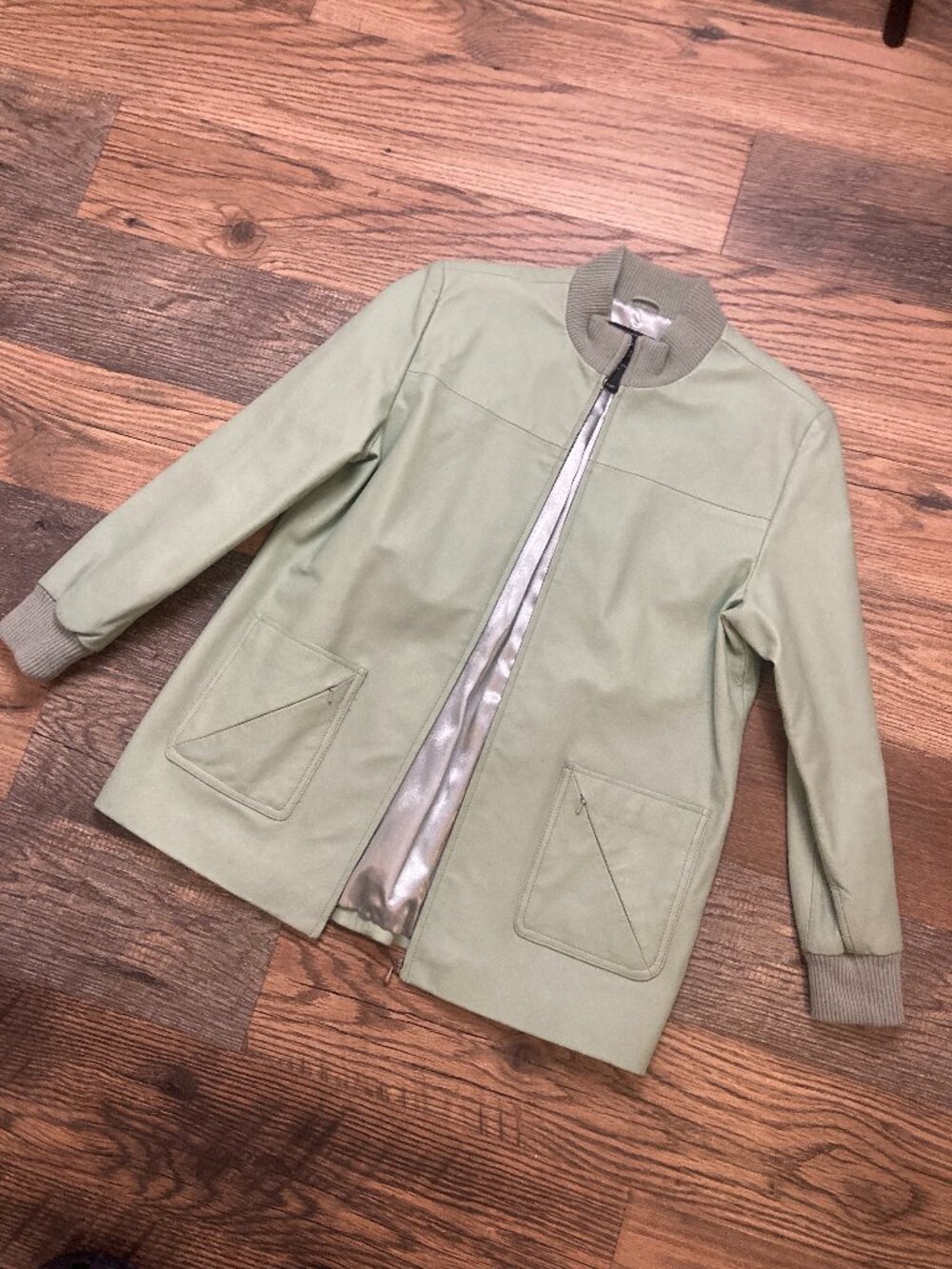 Jerry Lewis Vintage Women’s Genuine Leather Jacket Sage Green Size M